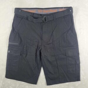 Wearfirst Cargo Shorts Men's 36‎ Black Casual Belted Outdoor Hiking Pockets NWT